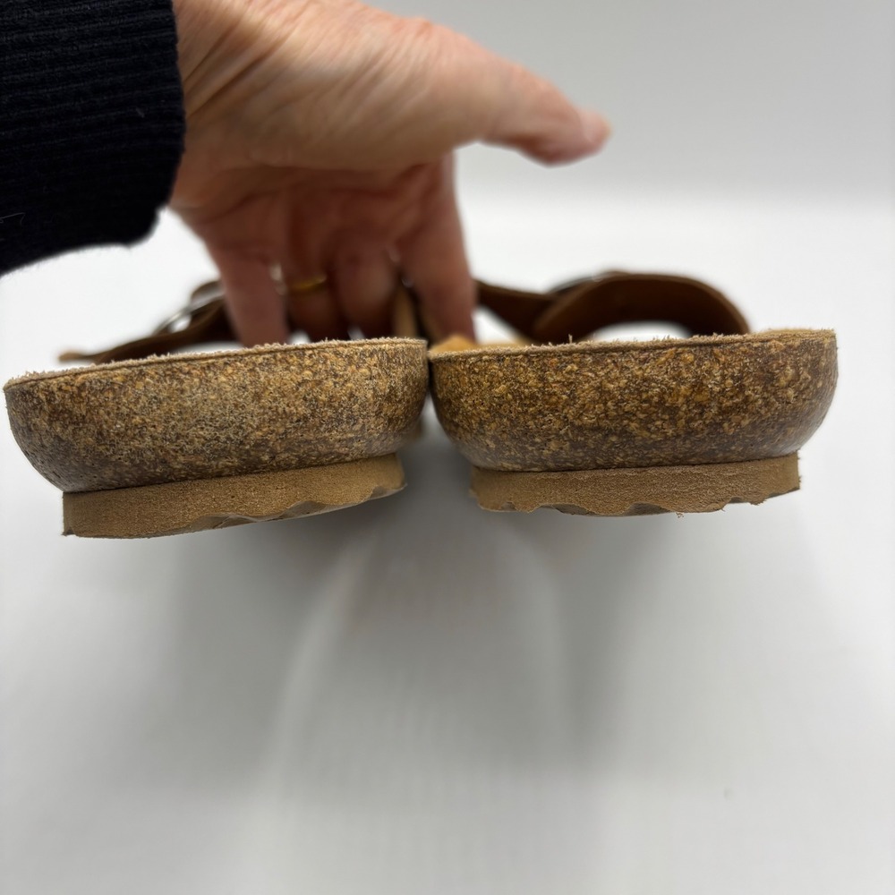 Yokono Ibiza Suede Buckle Slide Sandals Tan Brown Made in Spain‎ Women's Size 8 - Picture 4 of 10